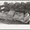 Stock salt and cotton seed meal on truck at warehouse of Kimble County, wool and mohair company, Junction, Texas