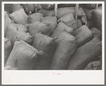 Sacks of mohair in storage at the warehouse of the Kimble Wool and Mohair Company, Junction, Texas