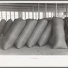Sacks of wool in storage at wool scouring plant at San Marcos, Texas