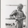 Migratory laborers like to play baseball. Here is one of them in a catchers uniform at the Agua Fria Migratory Labor Camp, Arizona