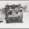 Back of telephone lineman's repair truck at the Casa Grande Valley Farms, Pinal County, Arizona