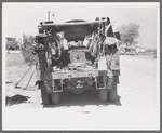 Back of telephone lineman's repair truck at the Casa Grande Valley Farms, Pinal County, Arizona