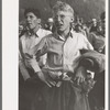 Boy watching miners contest at Labor Day celebration, Silverton, Colorado