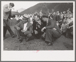 Judges at the miners drilling contest, Labor Day celebration, Silverton, Colorado