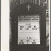 Bulletin board in front of church, Redding, California