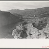 Shasta Dam under construction, looking down the river, Shasta County, California