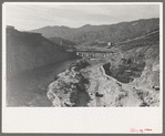 Shasta Dam under construction, looking down the river, Shasta County, California