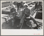 Construction workers eating lunch, Shasta Dam, Shasta County, California