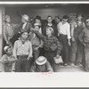 Construction workers on front porch of commissary, Shasta Dam, Shasta County, California