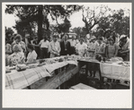 The blessing at dinner at the grounds at the all day community sing, Pie Town, New Mexico