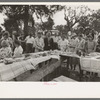 The blessing at dinner at the grounds at the all day community sing, Pie Town, New Mexico