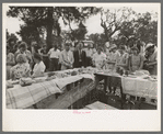 The blessing at dinner at the grounds at the all day community sing, Pie Town, New Mexico