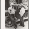 Deputy sheriff and constable talking, Mogollon, New Mexico