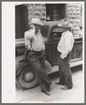 Deputy sheriff and constable talking, Mogollon, New Mexico