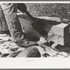 Using a broad axe to finish up a tie, Pie Town, New Mexico