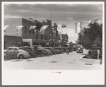 Hotel in the square in fiesta regalia, Taos, New Mexico