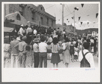 Crowd watching native Spanish-American dances at fiesta, Taos, New Mexico