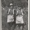 Peach pickers with sackful of peaches, Delta County, Colorado. These are local boys