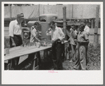 Free coffee stands at the picnic grounds on the Fourth of July, Vale, Oregon