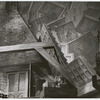 Photograph of empty staged set design by Boris Aronson (rooftop and church)