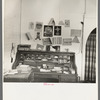 Desk and display of children's art in store at Ericsburg, Minnesota