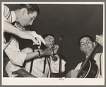 Musicians in cajun band contest at National Rice Festival. Crowley, Louisiana