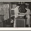 Dress and dry goods counter. Cooperative general store. Lake Dick Project, Arkansas