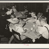 Kindergarten children eating lunch. Lake Dick Project, Arkansas