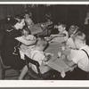 Kindergarten children eating lunch. Lake Dick Project, Arkansas
