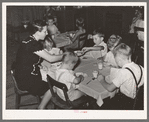 Kindergarten children eating lunch. Lake Dick Project, Arkansas