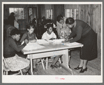Sewing lesson in school. Lakeview Project, Arkansas