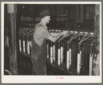 Converting cotton ropes into rough thread. Laurel Cotton Mill, Laurel, Mississippi