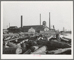 Lumber mill with logs in pond. Laurel, Mississippi