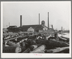 Lumber mill with logs in pond. Laurel, Mississippi