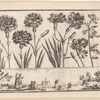 Untitled [Flowers (carnations), with a couples and a distant castle in a landscape frieze below (plate 3)]