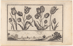 Untitled [Flowers, with stag hunt in a landscape frieze below (plate 5)]