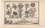 Untitled [Flowers (lilies, etc.), with a battle scene in a landscape frieze below (plate 6)]