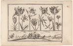 Untitled [Flowers (tulips, etc.), with a battle scene in a landscape frieze below]