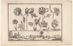 Untitled [Flowers, with couples dancing and a shepherd couple to the right, in a landscape frieze below]