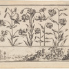 Untitled [Flowers, with three couples and a man (at right) in a landscape frieze below]