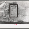 Marriage license hanging on homesteader's wall, Pie Town, New Mexico