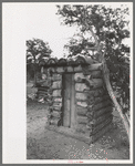 Log privy on hemesteader's farm, Pie Town, New Mexico