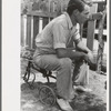 Faro Caudill, homesteader, at all day Sunday visiting, Pie Town, New Mexico