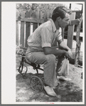 Faro Caudill, homesteader, at all day Sunday visiting, Pie Town, New Mexico