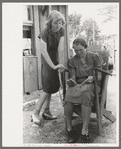 Homesteader's wife and daughter at all day Sunday visiting, Pie Town, New Mexico