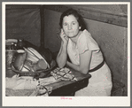 White migrant mother in tent home near Harlingen, Texas