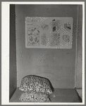 Flour sacked in new printed fabrics. Chart above indicates various uses of the sacking. Throughout the rural areas and in migrant camps garments made of this sacking are seen. Migrant camp near Sebastian, Texas