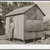 After much persuasion by local physician, this small shed was constructed to house tuberculosis patient. This was the first time in this section that a tuberculosis patient had been isolated from his family. Crystal City, Texas. Mexican settlement