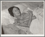 Mexican woman with advanced case of arthritis. She has been confined to bed for several years. Crystal City, Texas
