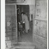 Looking into kitchen from outdoors. Mexican house, San Antonio, Texas